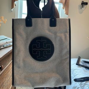 Tory Burch Ella Medium Canvas Tote Natural/Tory Navy